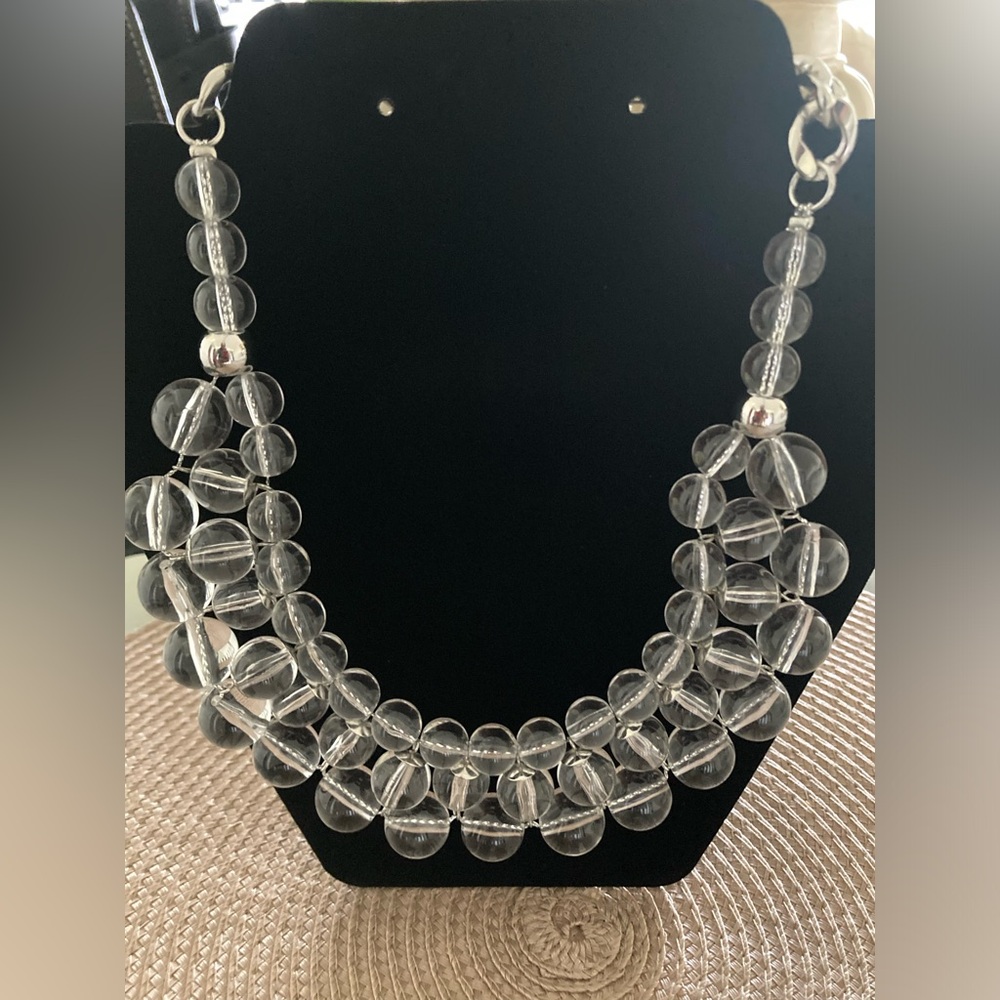 WHBM Acrylic Clear Bib Necklace